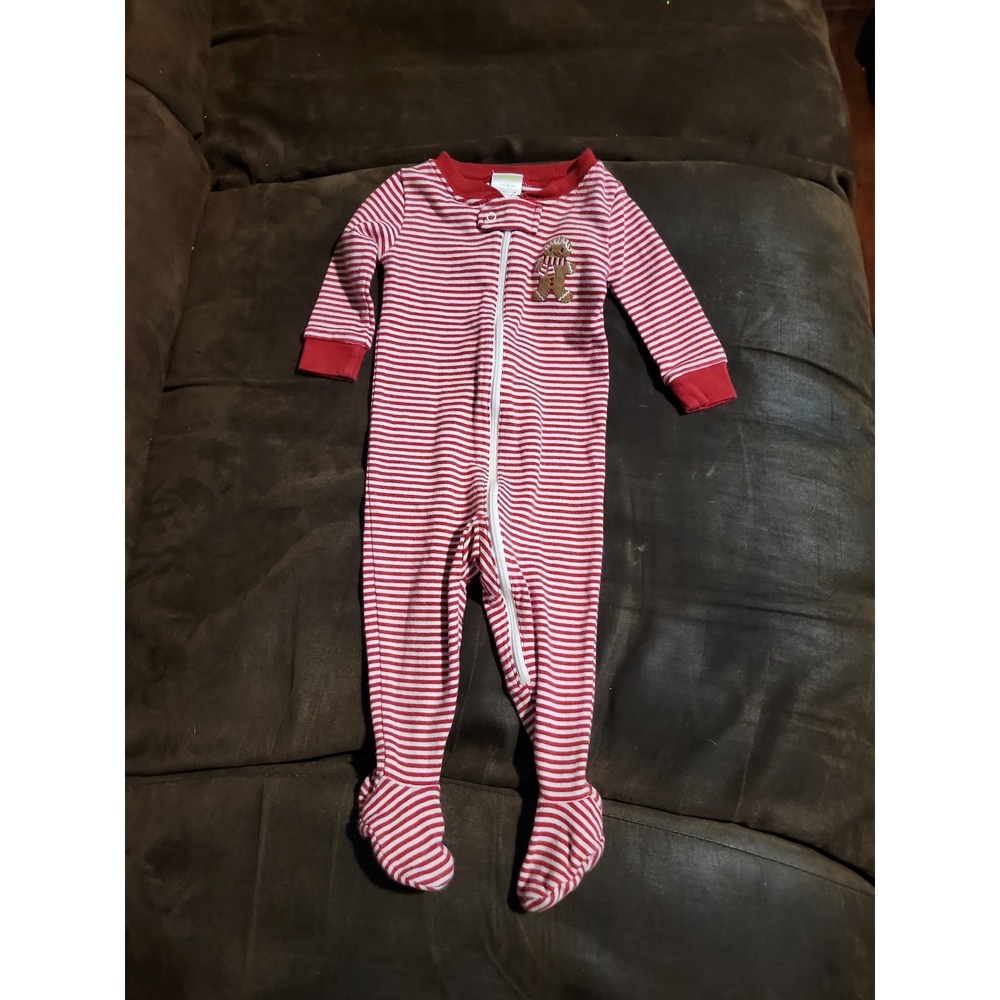 Gymboree gingerbread cookies layette line one piece zip up pajamas Christmas 3 6